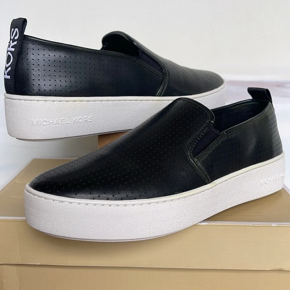 Michael Kors TEDDI SLIP ON NAPPA PU PERFORATED 4959TDFP4L NIB Platforms Sneakers